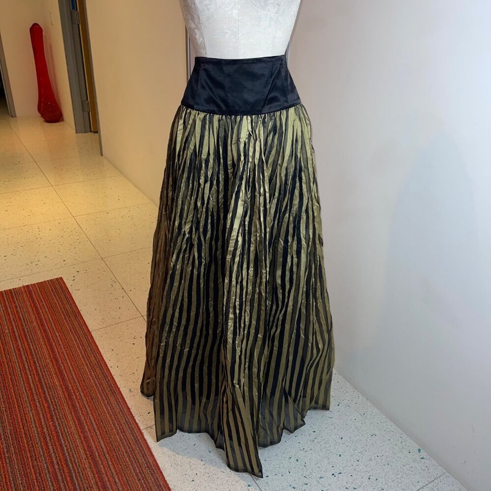 Craig Signer Couture Vintage Womens Skirt Size 6 Gold Organza Maxi Pure Silk